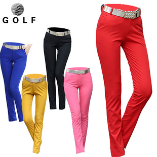 高尔夫球服装女裤子速干长裤弹力直筒裤，运动休闲裤修身显瘦中腰