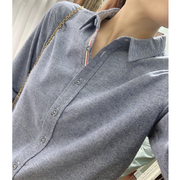 衬衫女设计感小众春秋，2023b韩版宽松纯棉磨毛，衬衫条纹长袖上