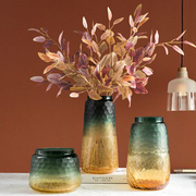 现代简约轻奢绿色金色渐变斑点纹玻璃创意插花花瓶家居软装摆件
