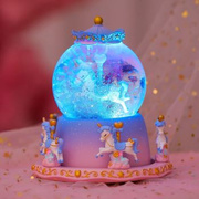水晶球旋转木马音乐盒礼盒装，送儿童女生生日，七夕情人节礼物