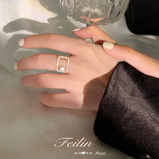 vintage珍珠食指戒指女夏季日韩小众设计感轻奢排钻指环时尚个性