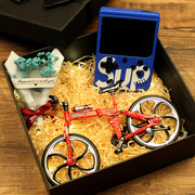 生日礼物送男生18折叠山地自行车模型合金，公路单车仿真创意