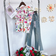 24年春秋季韩版方领上衣长袖童装长袖品牌小衫