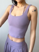 芳哥 灰紫色运动瑜伽健身背心女一体式防震裸感背心
