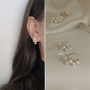 小葡萄珍珠耳钉女轻奢高级感精致耳环法式复古气质小众设计感耳饰