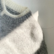 网红假两件灰色毛绒毛衣，男秋冬季日系慵懒休闲宽松针织衫加绒加厚