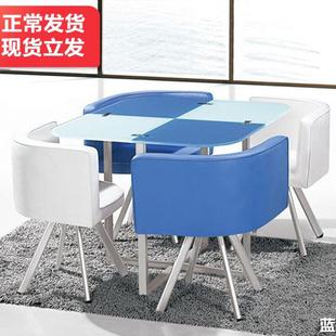 黎富小型会议桌洽谈桌椅组合时尚，钢化玻璃桌办公接待会客桌椅组合