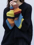 黑色彩虹袖毛衣，2022复古慵懒甜美风设计感小众套头针织衫