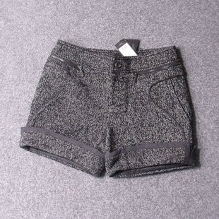 a9593-换季清重磅羊毛呢，厚实中低腰短裤，热裤春季靴裤腰围74-82