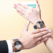 时尚学生手表石英表情侣表手錶防水休闲圆形日历普通国产腕表