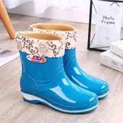 加绒保暖低筒时尚雨鞋女鞋成人tOU39tST雨靴中水防水防款滑水靴短