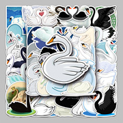 50张白天鹅动物卡通行李箱贴纸防水涂鸦贴纸滑板电脑平板卡通装饰