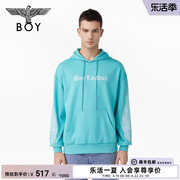 boylondon秋季男女款设计感翅膀，刺绣哥特复古蓝色连帽卫衣n04003