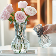 北欧ins风创意玻璃花瓶透明水养玫瑰百合富贵竹客厅插花餐桌摆件