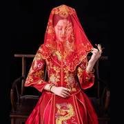 婚礼秀禾服红盖头新娘结婚红色头纱高级感半透明复古高档出嫁纱巾