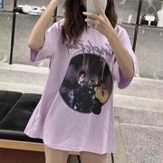 brandygirl2020夏季女士宽松短恤乐队款，purpleraint恤