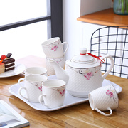 简约茶具家用大容量套装欧式创意金英文厅客陶瓷凉水壶配托盘