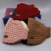 冬季针织保暖护耳头巾发帽毛线帽子手工松鼠绒束发带超宽遮白发新