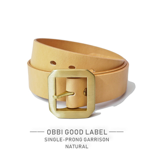 obbigoodlabel正规代理可卸黄铜针扣原色可养植鞣革复古皮带