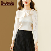 丹慕妮尔香槟色设计感衬衫，女春秋长袖气质，显瘦小众上衣