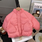 女童冬装棉服2024洋气，儿童面包服女宝宝，保暖防风棉衣粉色外套