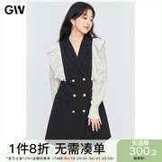 gw大码荷叶边西装，领连衣裙2022春季胖mm减龄遮肉显瘦裙子女