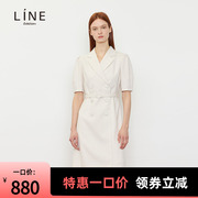 line2024夏季短袖职业装，气质显瘦双排扣长款连衣裙nwopoe3200