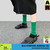 ar毛毛虫凹凸中筒袜女撞色拼接绿色，袜堆堆袜，a线设计线almondrocks