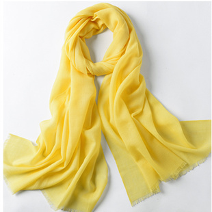 女秋冬季黄色纯羊毛薄款围巾百搭超大长款保暖披肩两用