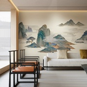 新中式迎客松树大气装修墙纸壁布，卧室客厅墙布电视沙发背景墙壁纸
