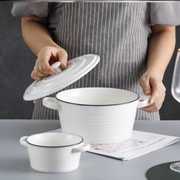汤碗家用2022双耳大汤碗陶瓷带盖餐具日式汤盆单个大号搪瓷