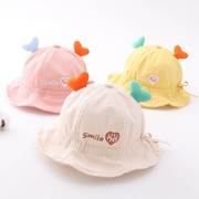 婴儿帽子春秋薄款纯棉可调节夏季儿童遮阳帽春款男童女宝宝渔夫帽