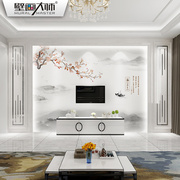 新中式墙布背景墙电视墙壁纸现代简约山水花鸟壁画客厅沙发3D影视