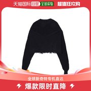 香港直邮UNRAVEL PROJECT 黑色拼接圆领短款毛衣