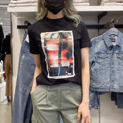 Calvin Klein CK夏季女士个性街头风时尚印花圆领短袖T恤上衣