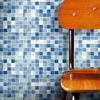 蓝色浴室卫生间pvc自粘马赛克墙纸砖墙自贴壁纸，格子厨房防潮墙贴