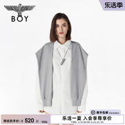 boylondon潮牌长袖衬衫男女同款，华夫格拼接烫银假两件外套n21002