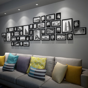 客厅实木照片墙创意欧式沙发，多相片墙大尺寸相框墙组合艺术文化墙