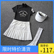 韩国冰丝高尔夫女士t恤半高领防晒衣服网球服夏季速干短袖golf