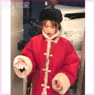 年轻人穿的花棉袄红色，民族风拜年羽绒棉服女冬短款复古中国风棉袄