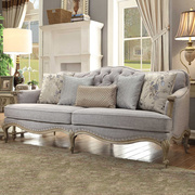 法式复古实木沙发三人双人位小户型组合欧式美式田园印花别墅高端