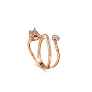 金石盟18K金白狐绕指柔系列钻石戒指食指戒指奢华原创设计戒指