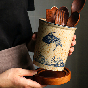 日式陶瓷筷子筒筷子桶筷筒筷子笼家用筷子收纳置物架，收纳盒厨房滤