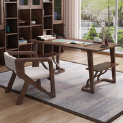 源氏木语新中式胡桃木书桌，轻奢现代书房，家具套装组合家用办公桌实