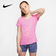nike耐克儿童运动t恤短袖，女大童休闲短袖，t恤圆领运动上衣aq0612