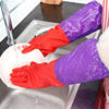 做家务清洁手套洗衣做饭厨房防冻防滑紫红洗碗手套加绒款橡胶加厚