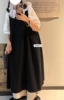 韩版棉麻宽松无袖背心，裙女学生法式黑色无袖连衣裙学院风