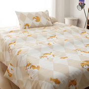 橘猫床单床笠单件纯棉卡通全棉防滑1.2m1.5米1.8席梦思床垫保护套