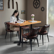 极速美式铁艺咖啡店酒吧工业风实木桌子复古做旧餐厅酒馆餐椅餐桌