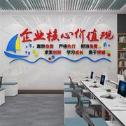 企业核心价值观办公室墙面装饰公司，文化墙励志标语，贴纸会议室背景